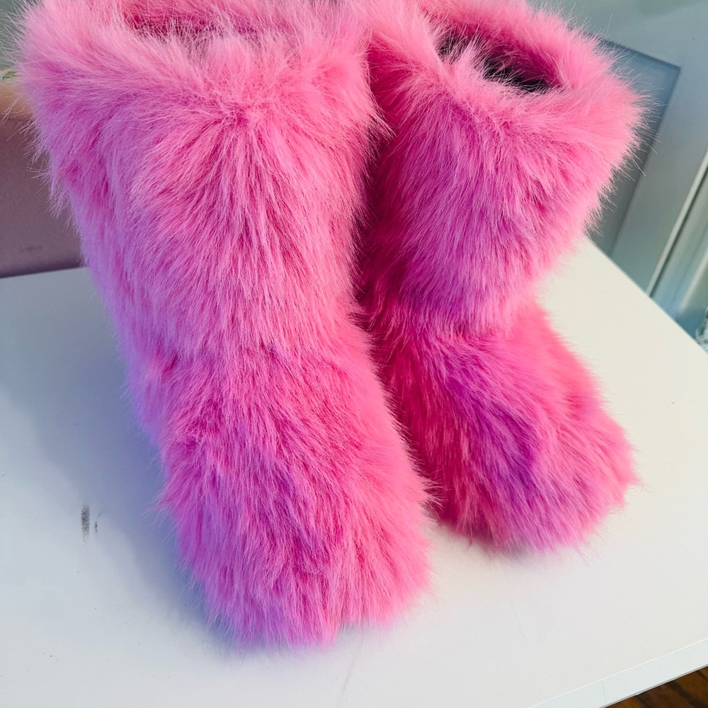 Charlotte Russe Hot Pink Faux Fur Ankle Boots